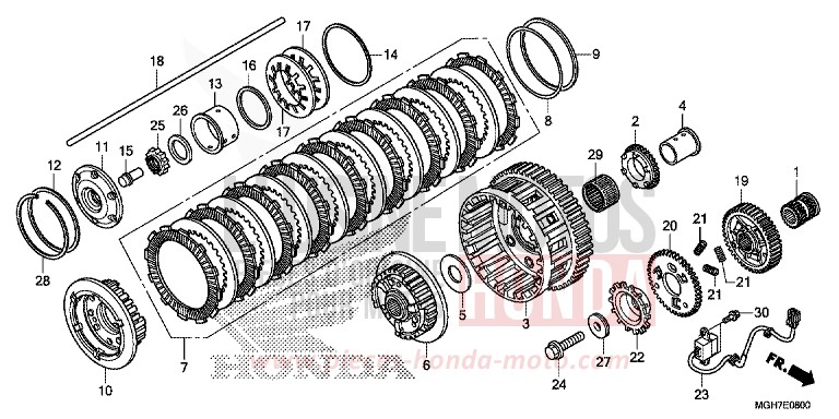 EMBRAYAGE (VFR1200X/XA/XL) de VFR1200X "Crosstourer" Méca PEARL GLARE WHITE (NHB53B) de 2015